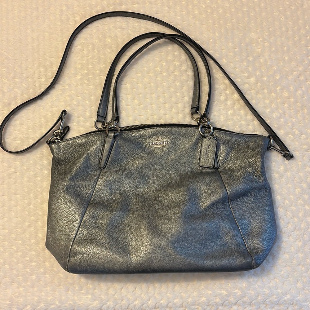 Coach Silver Pebble Leather Satchel Bag